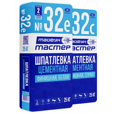 Шпатлевка цементная финишная Тайфун Мастер №32с серая 25кг