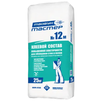 Клей для плитки Тайфун Мастер №12М. 25кг зима