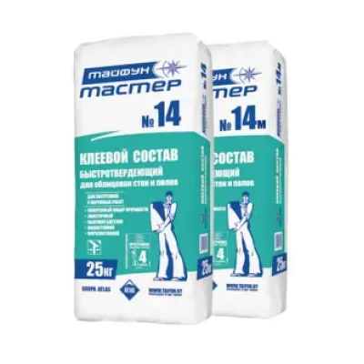 Клей для плитки быстротвердеющий Тайфун Мастер № 14. 25кг